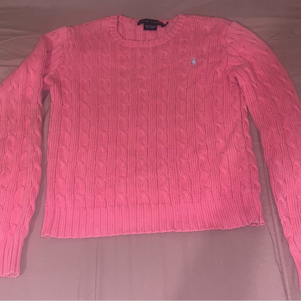 Ralph Lauren pink cable knit sweater 🩷